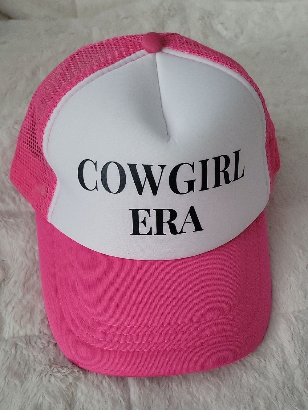 Cowgirl Era Pink and White Trucker Hat